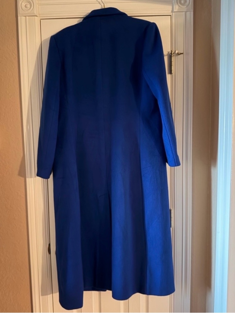 Christian Dior Boutique Royal Blue Wool Coat Gold Crest VTG Size 14 - Picture 3 of 16